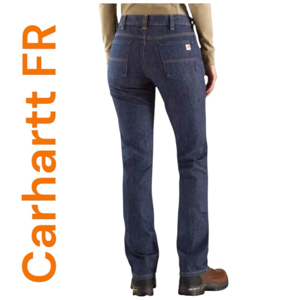 Carhartt Women's Straight Leg Jeans in Dark Blue Denim